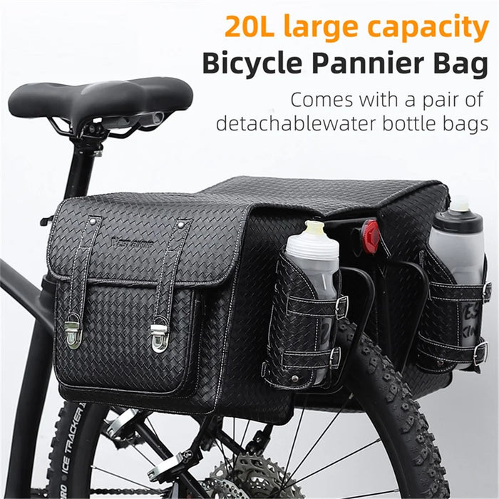 WEST BIKING YP0707336 Woven Texture Leather Bicycle Rear Rack Bag Bike Tail Pannier Pack Cycling Storage Bag - 2