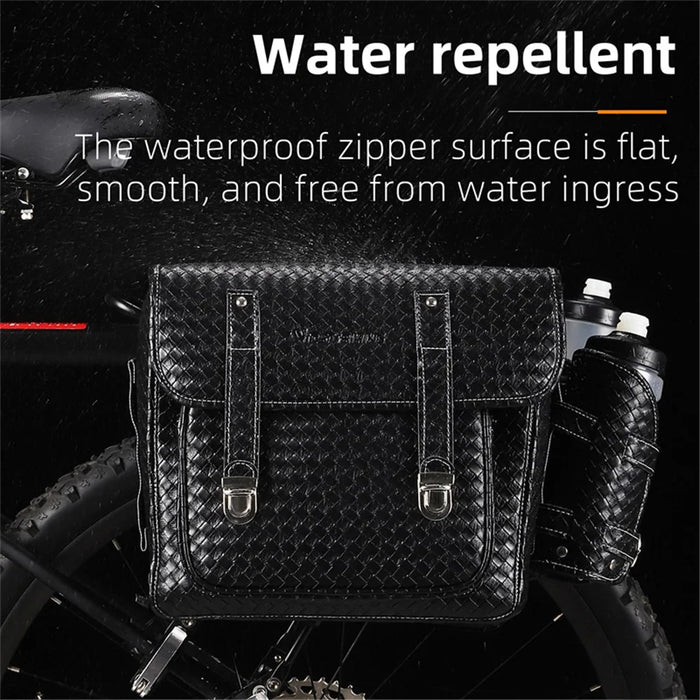 WEST BIKING YP0707336 Woven Texture Leather Bicycle Rear Rack Bag Bike Tail Pannier Pack Cycling Storage Bag - 3
