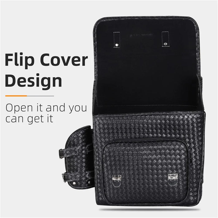 WEST BIKING YP0707336 Woven Texture Leather Bicycle Rear Rack Bag Bike Tail Pannier Pack Cycling Storage Bag - 4