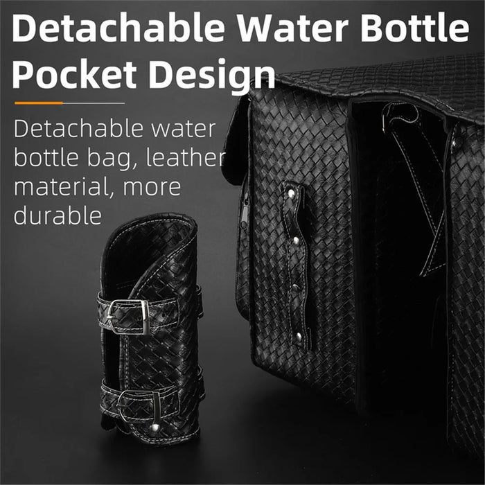 WEST BIKING YP0707336 Woven Texture Leather Bicycle Rear Rack Bag Bike Tail Pannier Pack Cycling Storage Bag - 5