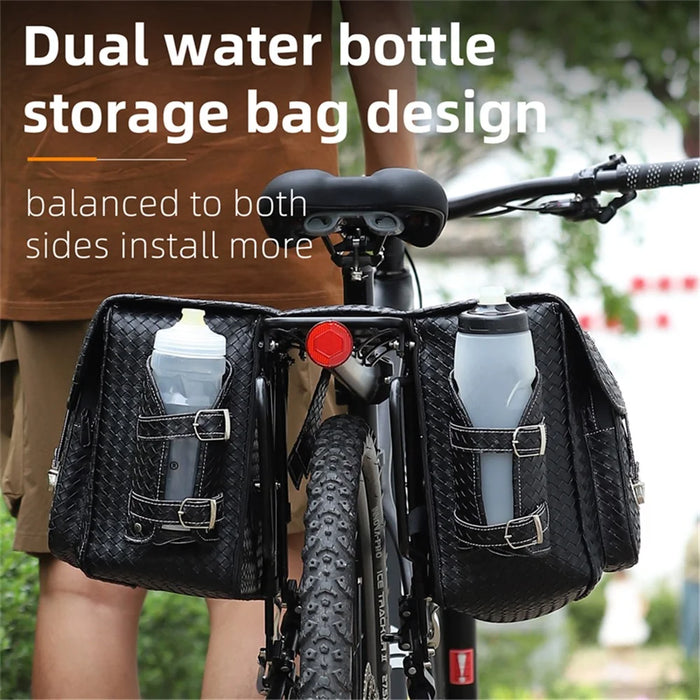 WEST BIKING YP0707336 Woven Texture Leather Bicycle Rear Rack Bag Bike Tail Pannier Pack Cycling Storage Bag - 7