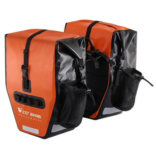WEST BIKING YP0707347 1000D Waterproof Cloth Bicycle Rear Rack Bag Tail Pannier Pack Cycling Storage Bag - Black / Orange - 1