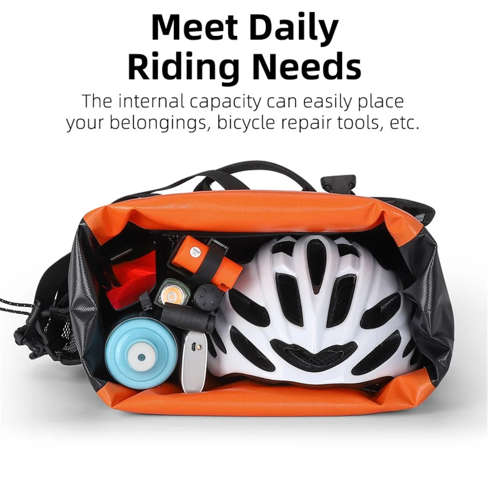 WEST BIKING YP0707347 1000D Waterproof Cloth Bicycle Rear Rack Bag Tail Pannier Pack Cycling Storage Bag - Black / Orange - 4