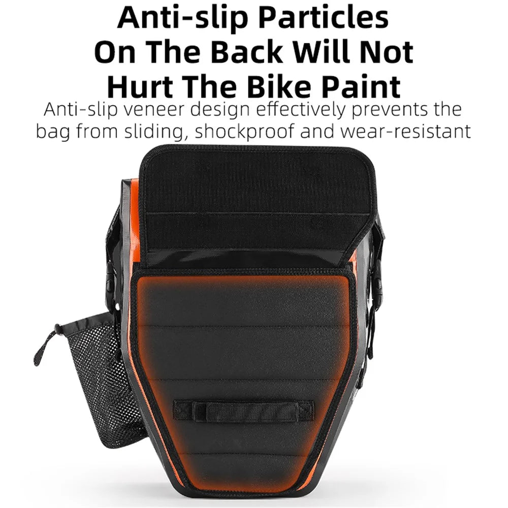 WEST BIKING YP0707347 1000D Waterproof Cloth Bicycle Rear Rack Bag Tail Pannier Pack Cycling Storage Bag - Black / Orange - 5