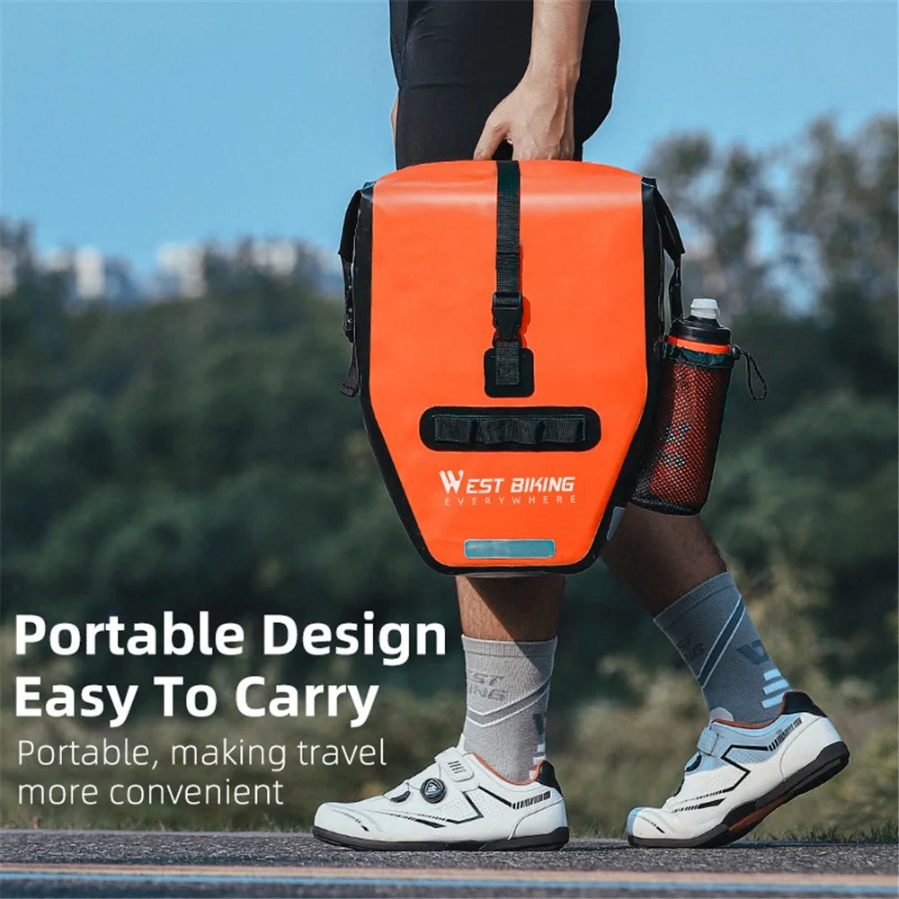WEST BIKING YP0707347 1000D Waterproof Cloth Bicycle Rear Rack Bag Tail Pannier Pack Cycling Storage Bag - Black / Orange - 6