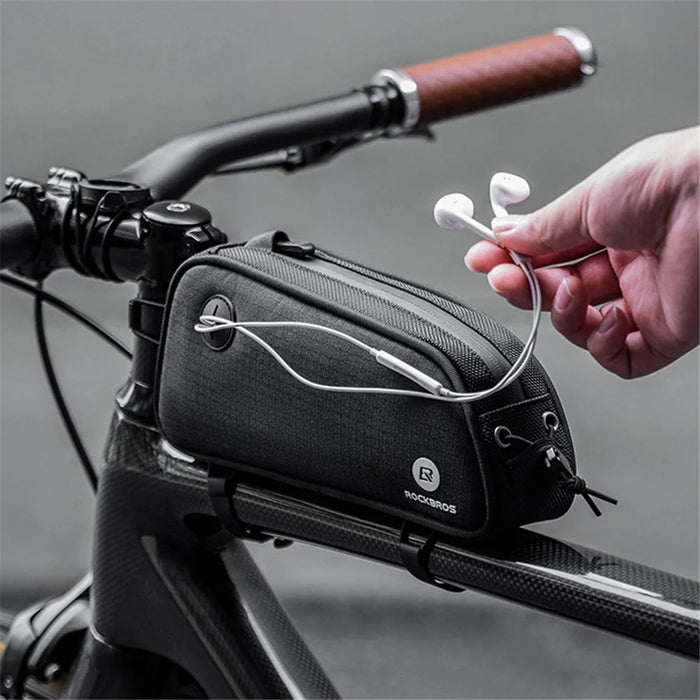ROCKBROS 063 Polyester+PU Bicycle Phone Case for Mountain Bike Front Beam Tube Zippered Phone Bag - 5