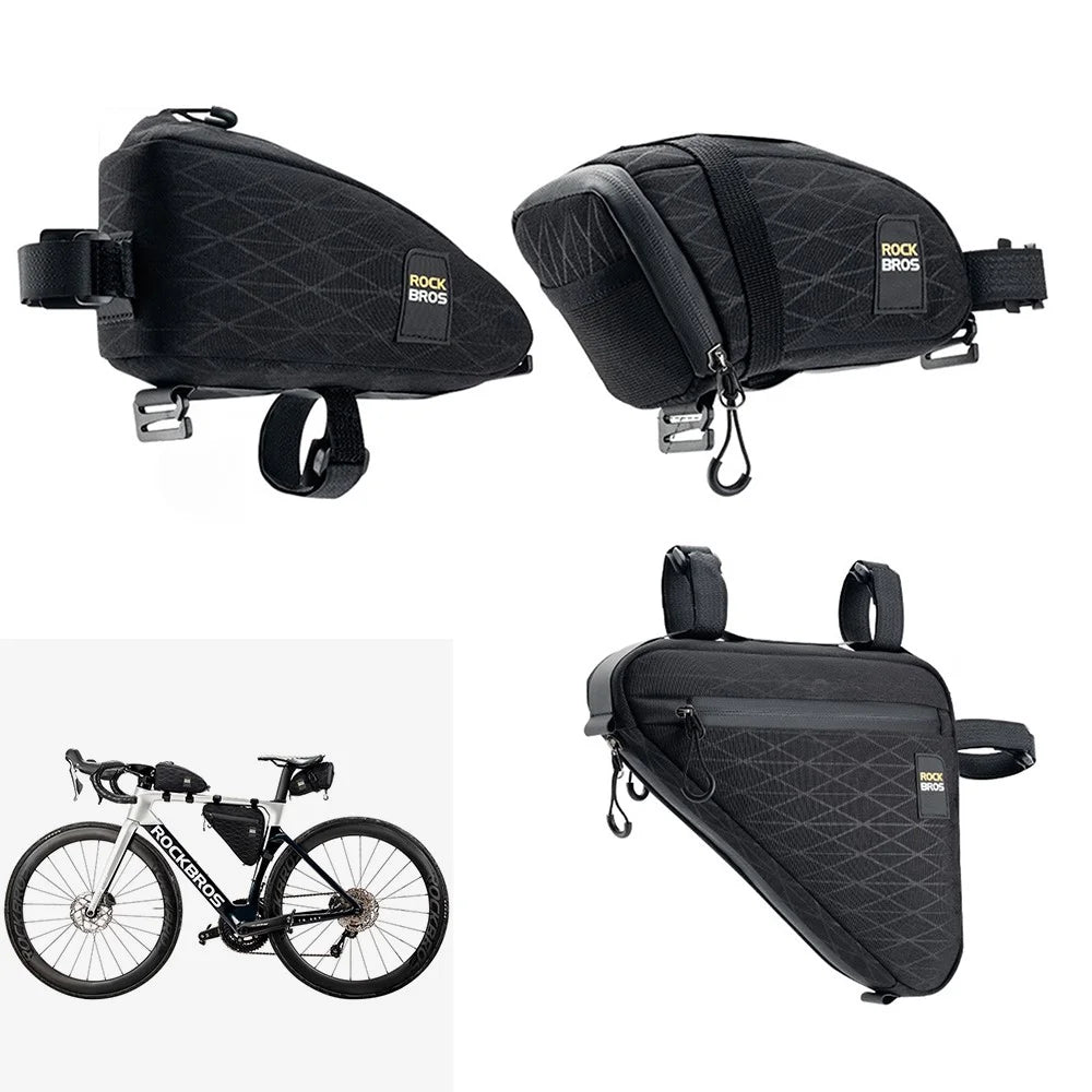 ROCKBROS 065 Polyester+PU Bicycle Bag Set with Seat Tail Bag, Triangle Frame Bag, Top Tube Front Bag - 1