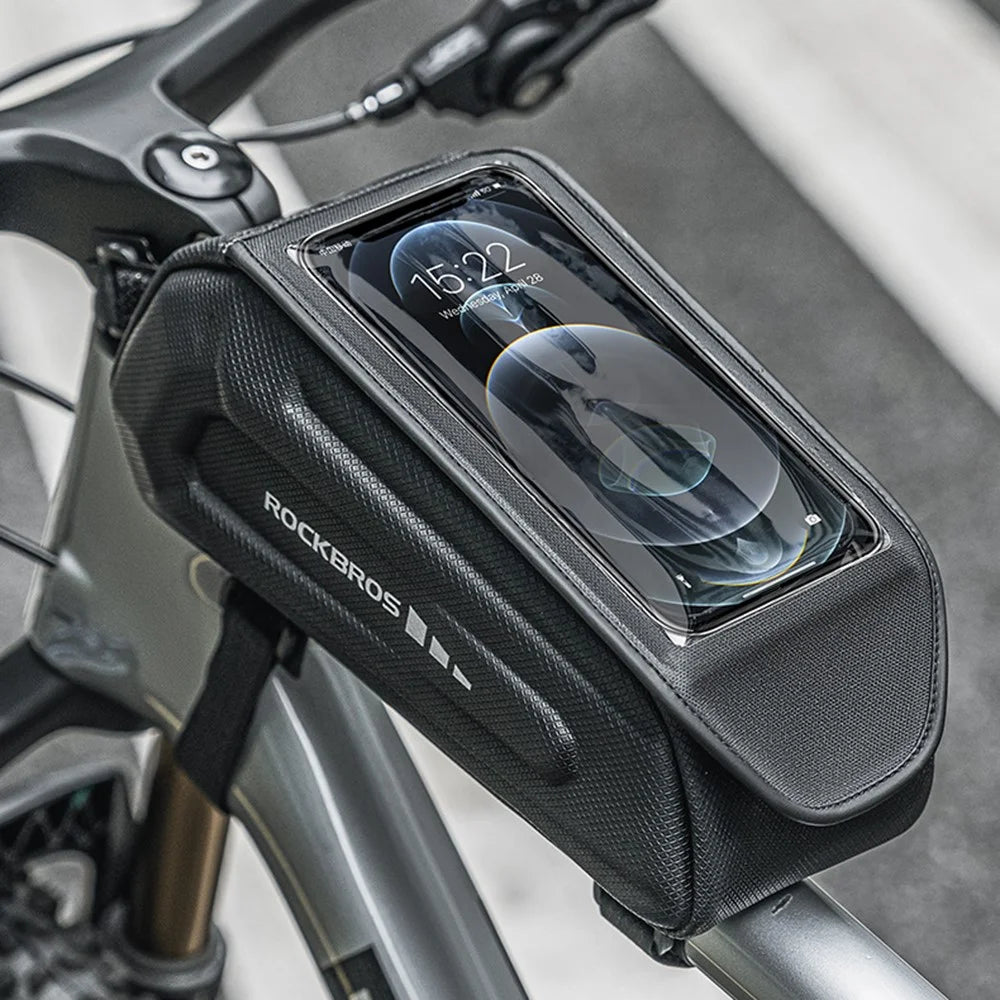 ROCKBROS k001 Polyester+PU Bicycle Hard Shell Phone Bag Front Beam Tube Phone Case for Mountain Bike - 2