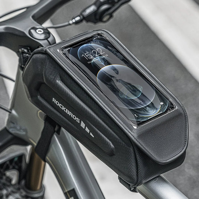 ROCKBROS k001 Polyester+PU Bicycle Hard Shell Phone Bag Front Beam Tube Phone Case for Mountain Bike - 2