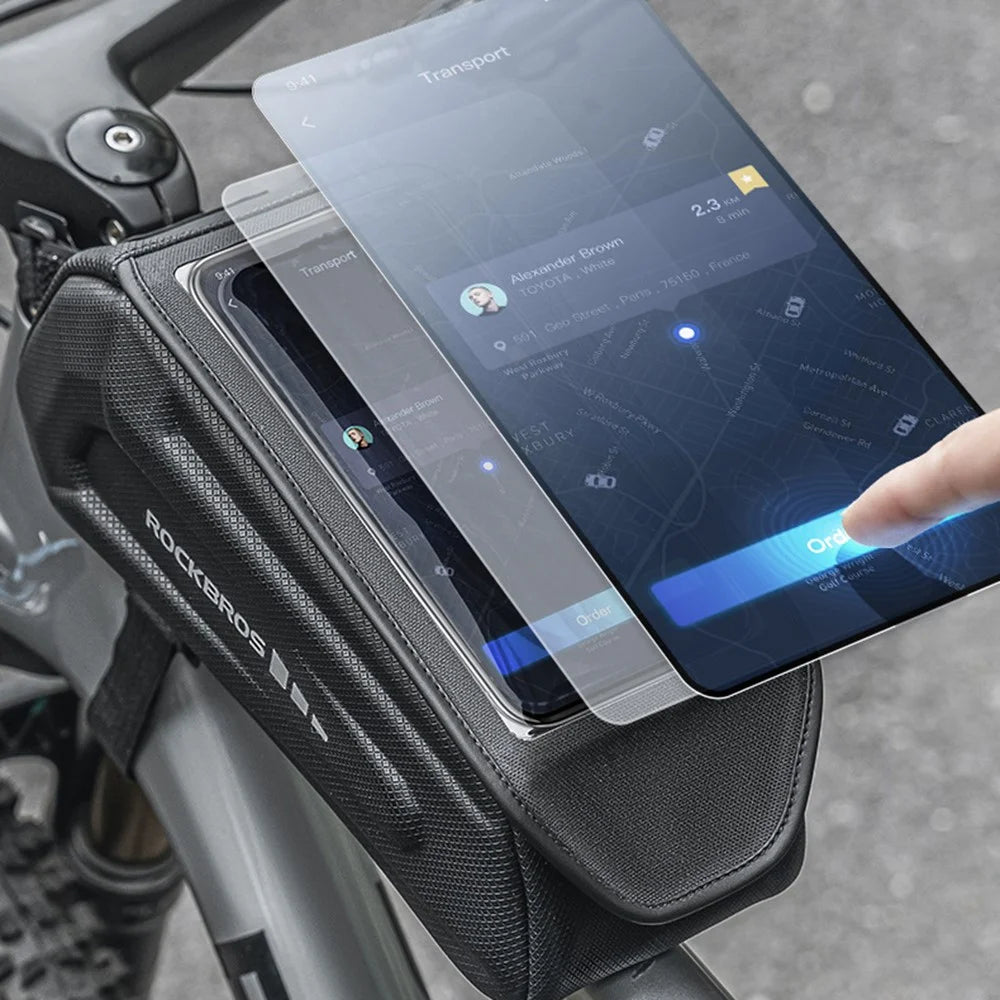 ROCKBROS k001 Polyester+PU Bicycle Hard Shell Phone Bag Front Beam Tube Phone Case for Mountain Bike - 3