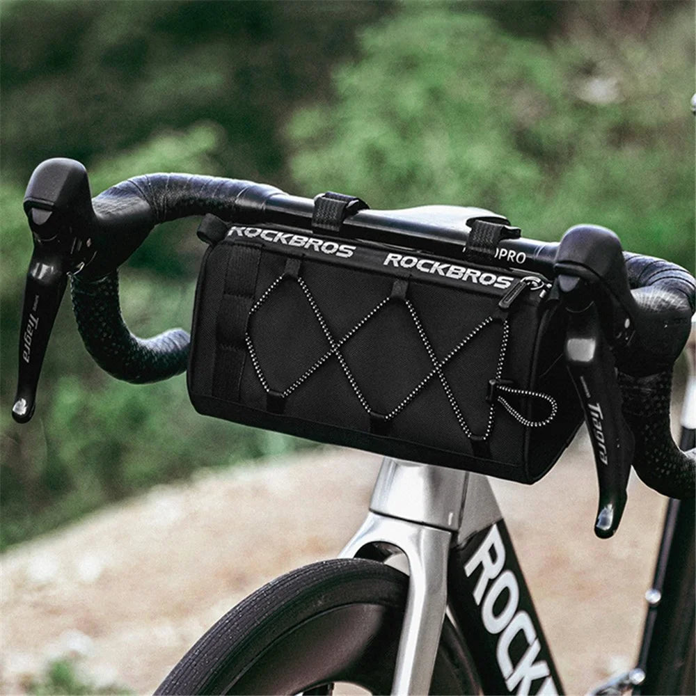 ROCKBROS B114 Bike Handlebar Bag Front Storage Bag with Shoulder Strap for Road Mountain Bike Cycling - Black - 3
