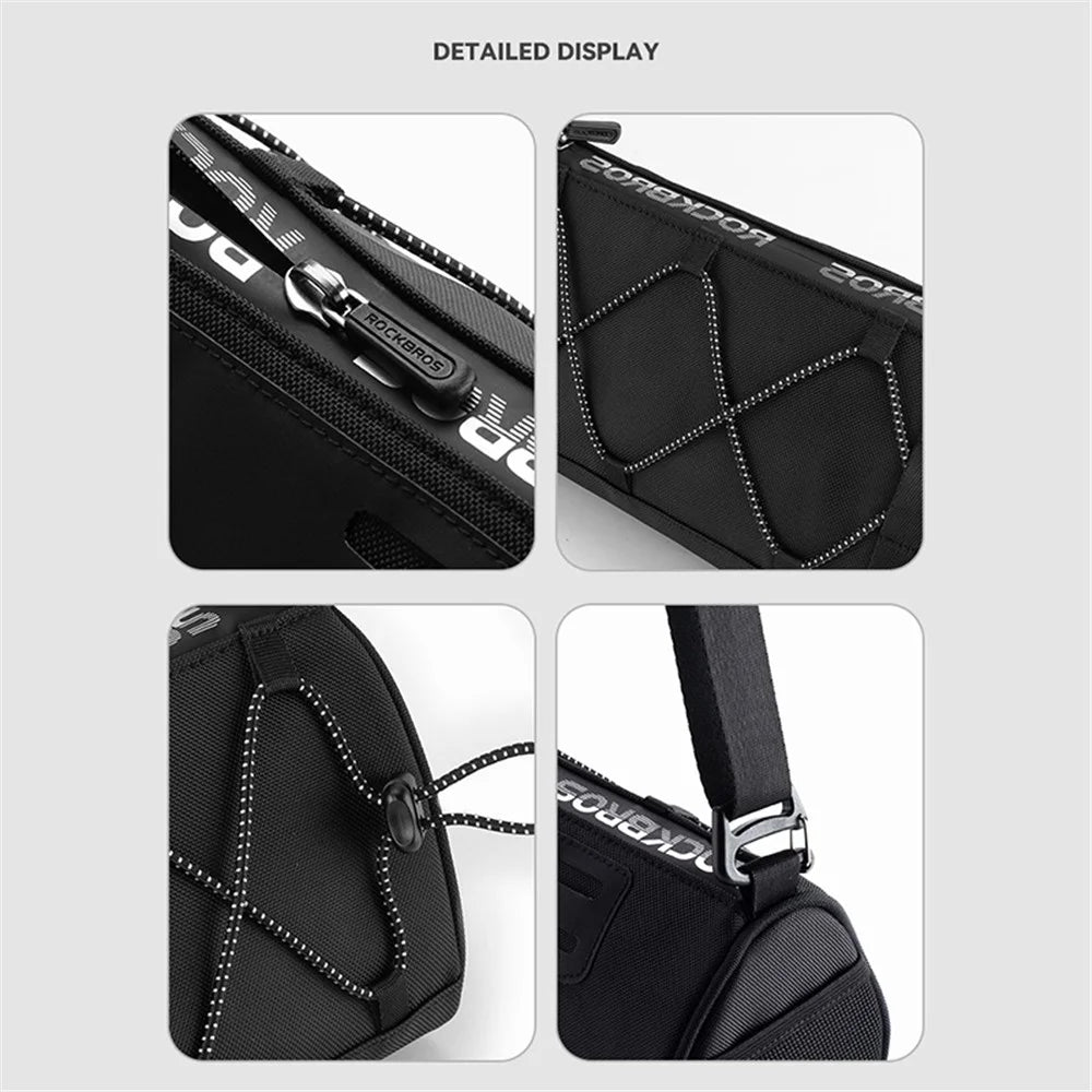 ROCKBROS B114 Bike Handlebar Bag Front Storage Bag with Shoulder Strap for Road Mountain Bike Cycling - Black - 6