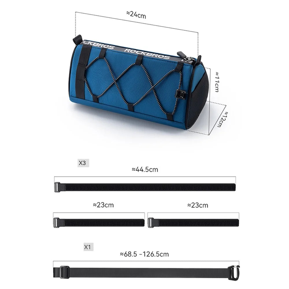 ROCKBROS B114 Bike Handlebar Bag Front Storage Bag with Shoulder Strap for Road Mountain Bike Cycling - Black - 7