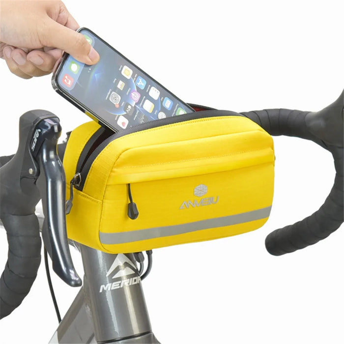 ANMEILU 7051 Bike Handlebar Bag Bicycle Front Frame Bag Cycling Storage Pouch - Yellow - 3