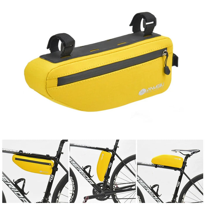 ANMEILU 7050 Bike Triangle Frame Bag Oxford Cloth Bicycle Top Tube Bag Cycling Pouch - Yellow - 1