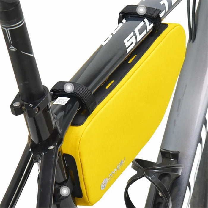 ANMEILU 7050 Bike Triangle Frame Bag Oxford Cloth Bicycle Top Tube Bag Cycling Pouch - Yellow - 5