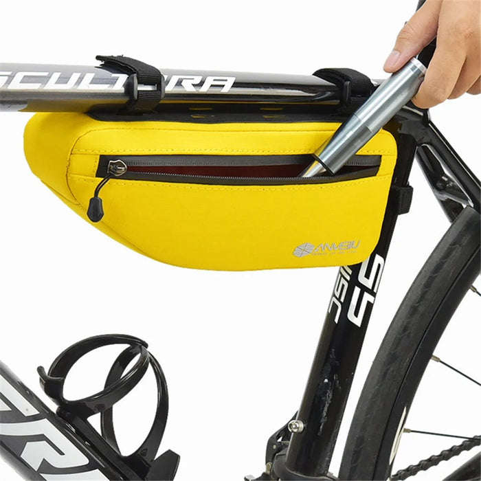 ANMEILU 7050 Bike Triangle Frame Bag Oxford Cloth Bicycle Top Tube Bag Cycling Pouch - Yellow - 6