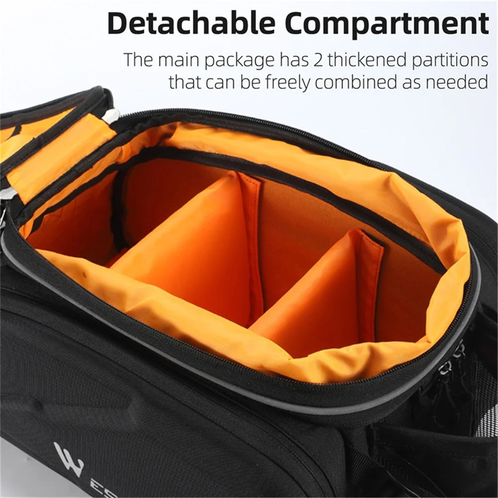 WEST BIKING YP0707354 Polyester+PVC Bicycle Rear Rack Storage Bag Reflective Bike Tail Pack - 4