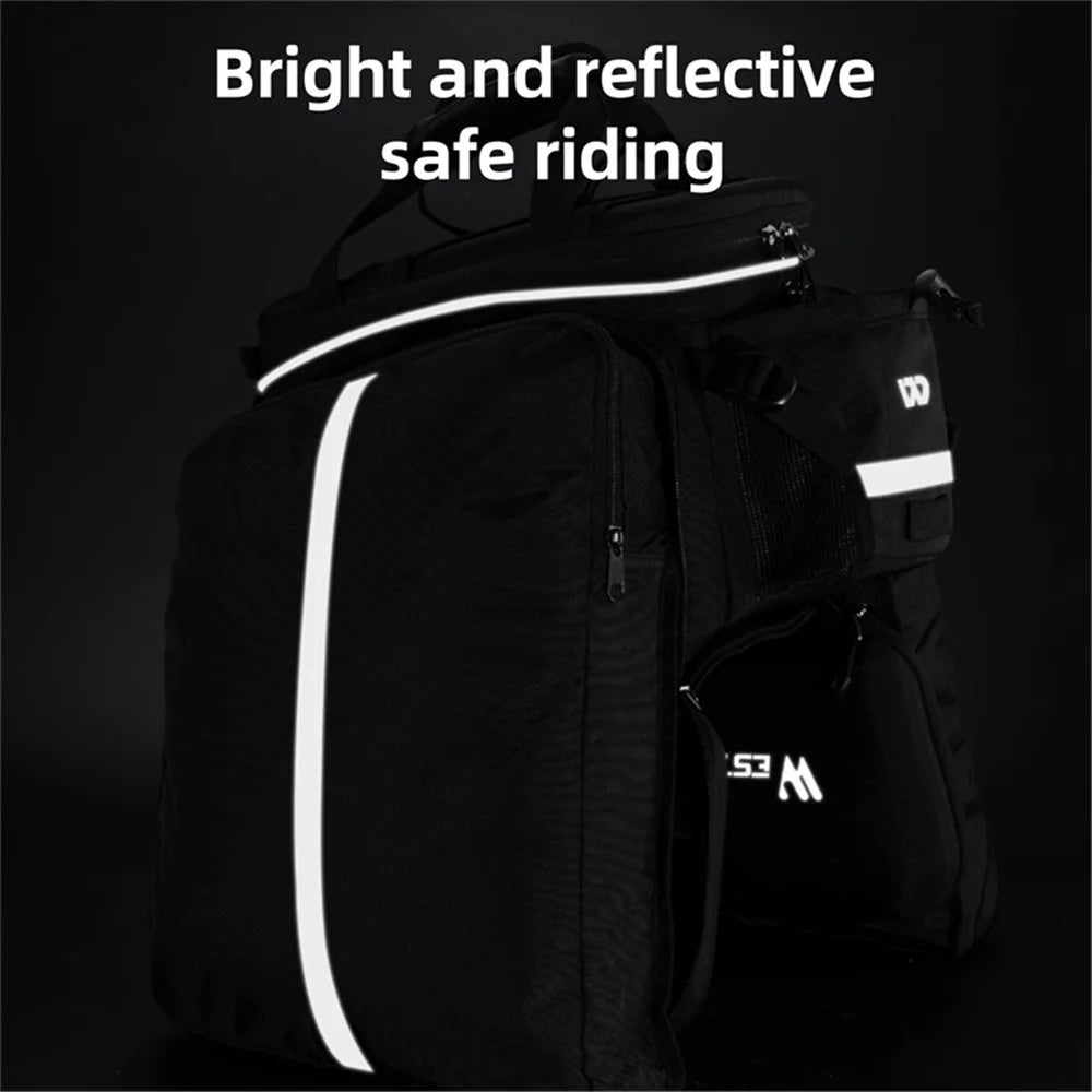 WEST BIKING YP0707354 Polyester+PVC Bicycle Rear Rack Storage Bag Reflective Bike Tail Pack - 6