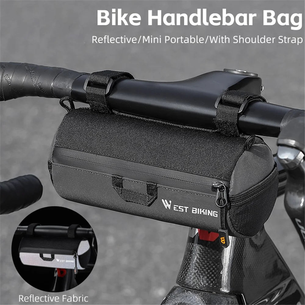 WEST BIKING YP0707361 Reflective 1L Mountain Bike Handlebar Bag with Shoulder Strap - 3