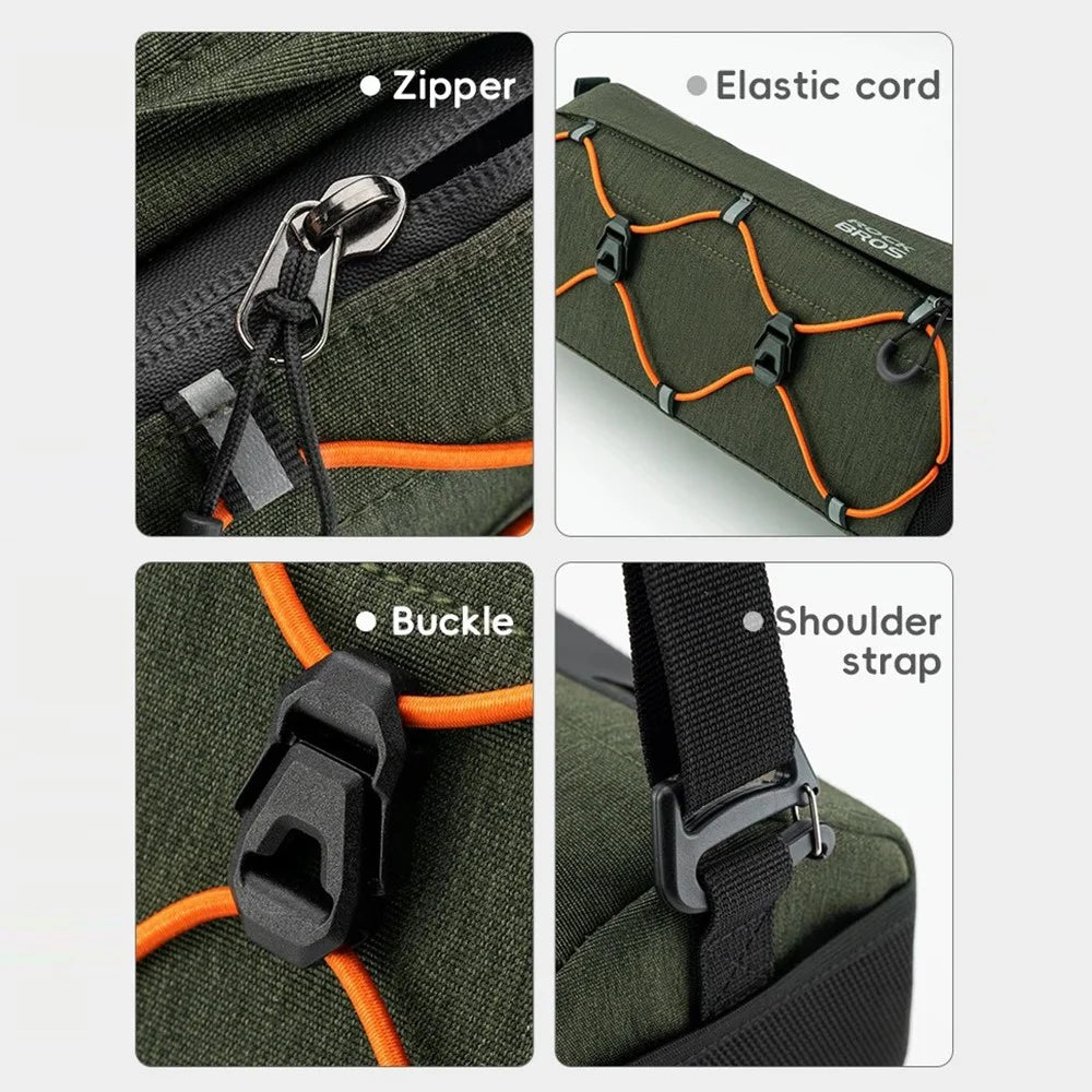 ROCKBROS W012 Bicycle Handlebar Hanging Bag Reflective Polyester Bike Front Storage Bag - Blackish Green - 6