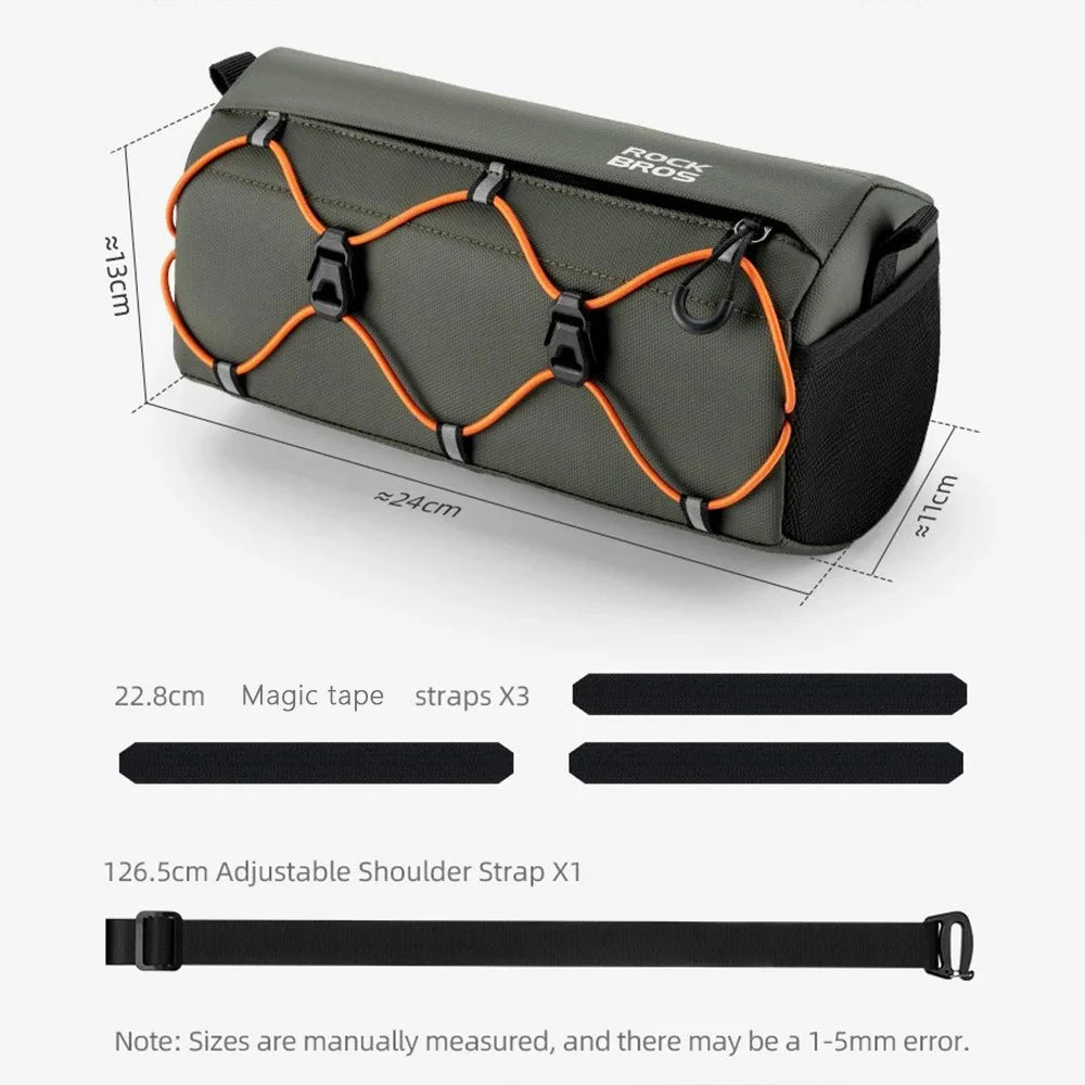 ROCKBROS W012 Bicycle Handlebar Hanging Bag Reflective Polyester Bike Front Storage Bag - Blackish Green - 7
