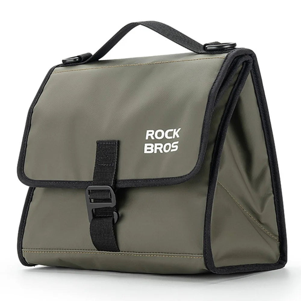 ROCKBROS W010 For Brompton Bicycle Front Bag Aluminum Film Lining Food Storage Bag - Dark Green - 1