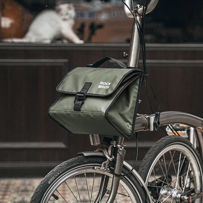 ROCKBROS W010 For Brompton Bicycle Front Bag Aluminum Film Lining Food Storage Bag - Dark Green - 2