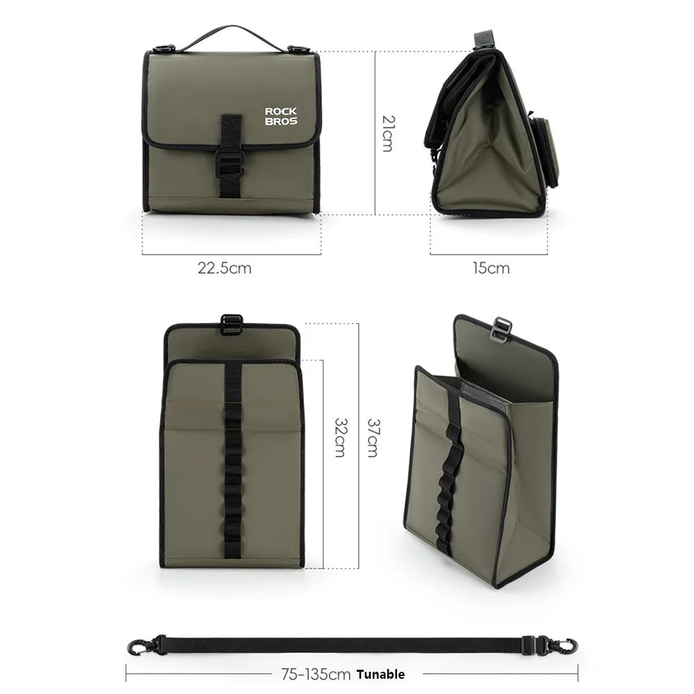 ROCKBROS W010 For Brompton Bicycle Front Bag Aluminum Film Lining Food Storage Bag - Dark Green - 7