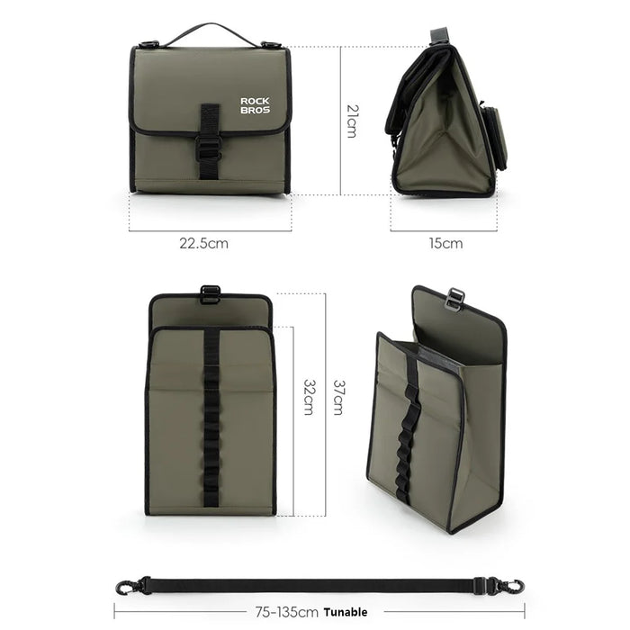ROCKBROS W010 For Brompton Bicycle Front Bag Aluminum Film Lining Food Storage Bag - Dark Green - 7