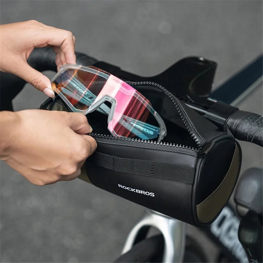 ROCKBROS W007 Bicycle Handlebar Hanging Bag Polyester+PU Bike Front Cylinder Bag - 2