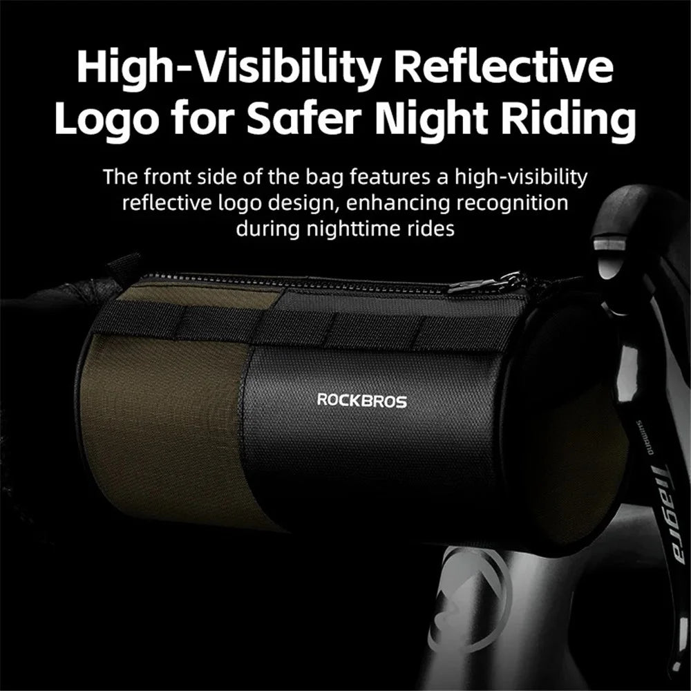 ROCKBROS W007 Bicycle Handlebar Hanging Bag Polyester+PU Bike Front Cylinder Bag - 5