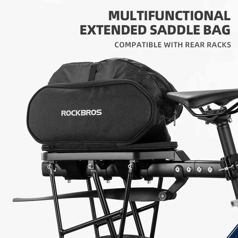 ROCKBROS D83 Bicycle Rear Rack Capacity Expandable Bike Pannier Pack Cycling Tools Storage Bag - 2