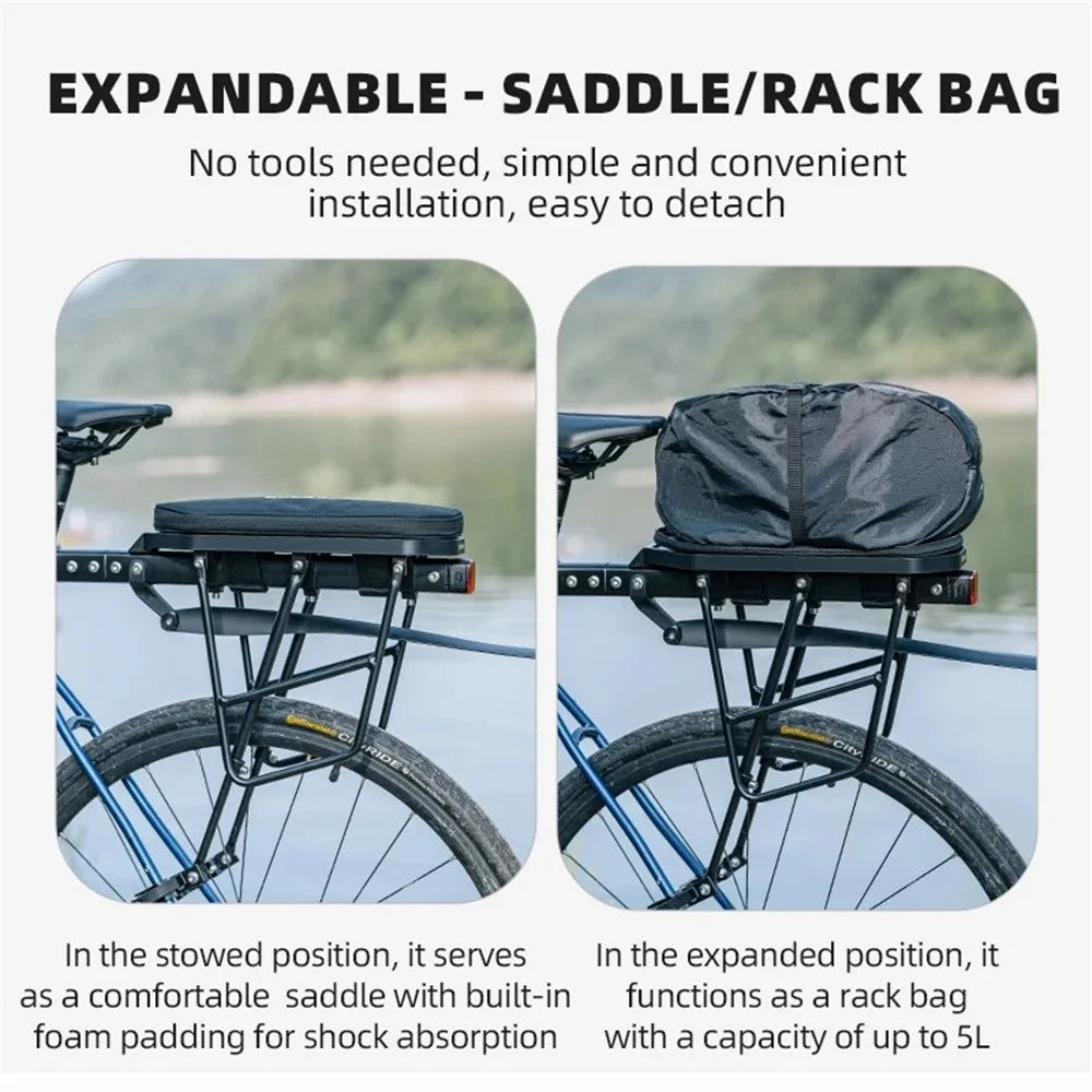 ROCKBROS D83 Bicycle Rear Rack Capacity Expandable Bike Pannier Pack Cycling Tools Storage Bag - 3
