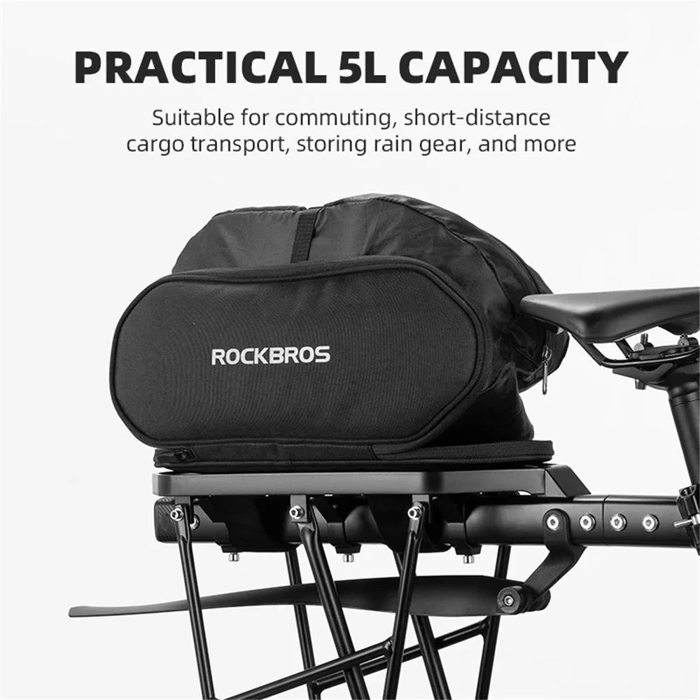 ROCKBROS D83 Bicycle Rear Rack Capacity Expandable Bike Pannier Pack Cycling Tools Storage Bag - 5