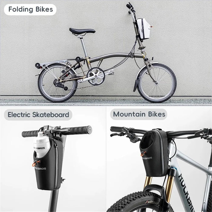 ROCKBROS P002 Bike Front Water Bottle Bag for Folding Bike / Skateboard / Mountain Bike - White - 5