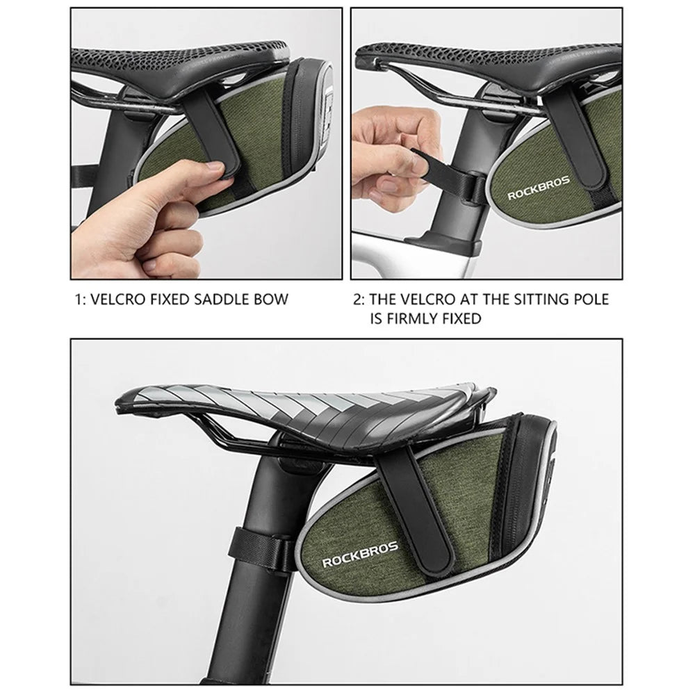 ROCKBROS C52 0.45L Bicycle Saddle Bag Bike Seatpost Rear Storage Pouch, Magic Tape Type - 7