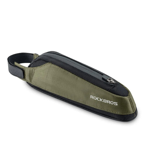 ROCKBROS 0.65L Nylon MTB Bike Front Beam Bag Reflective Bicycle Tube Bag, Upper - 1