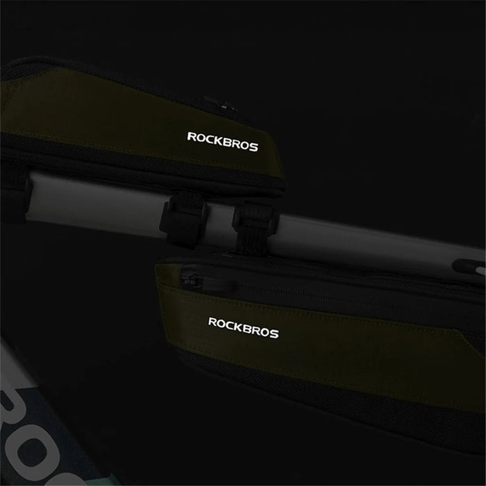 ROCKBROS 0.65L Nylon MTB Bike Front Beam Bag Reflective Bicycle Tube Bag, Upper - 5