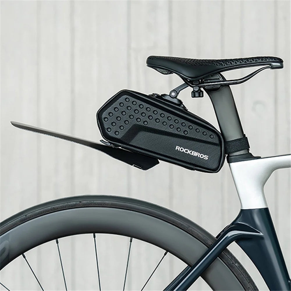 ROCKBROS 30130050001 0.8L Bicycle Saddle Bag with Mudguard Bike Seatpost Rear Storage Pouch - 5