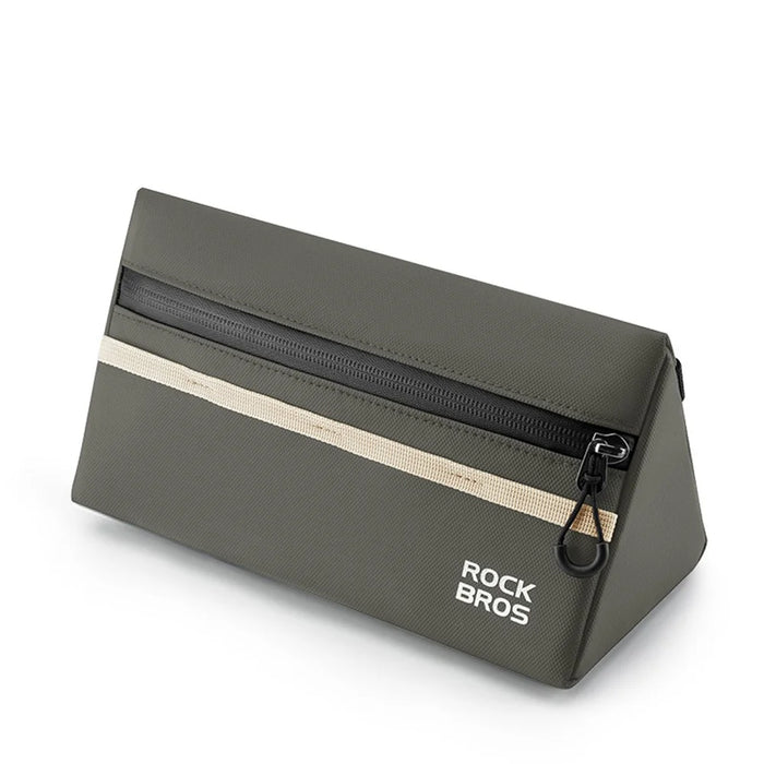 ROCKBROS 1.3L Triangle Bicycle Front Beam Bag Polyester Storage Pouch for Bike - Army Green - 1