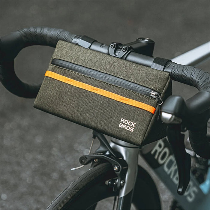 ROCKBROS 1.3L Triangle Bicycle Front Beam Bag Polyester Storage Pouch for Bike - Army Green - 7