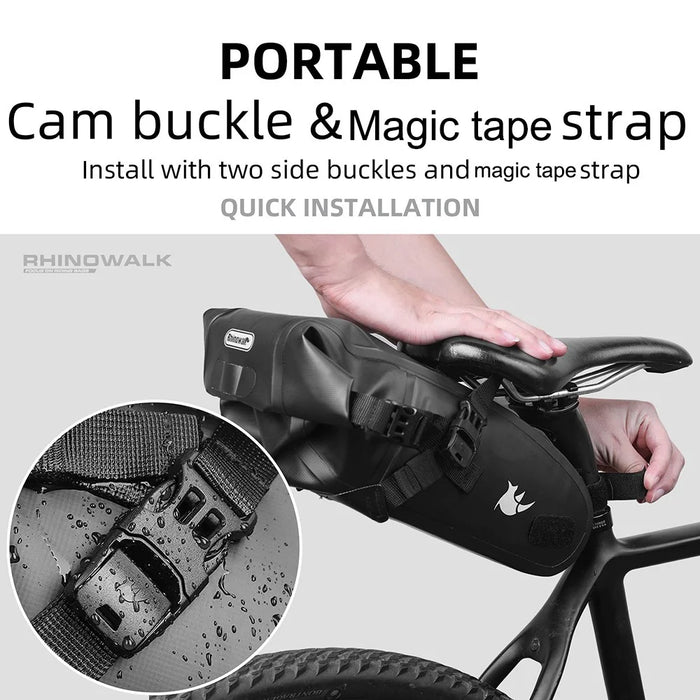 RHINOWALK TF552 4L Outdoor Bicycle Saddle Bag Waterproof MTB Road Bike Tail Bag - 4