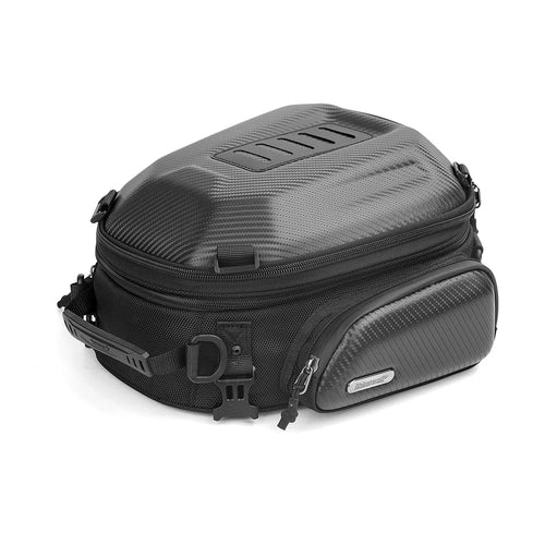 RHINOWALK MTR4001 Expandable Motorcycle Hard Shell Tail Bag Motocross Trunk Tail Bag - Carbon Fiber Black - 1