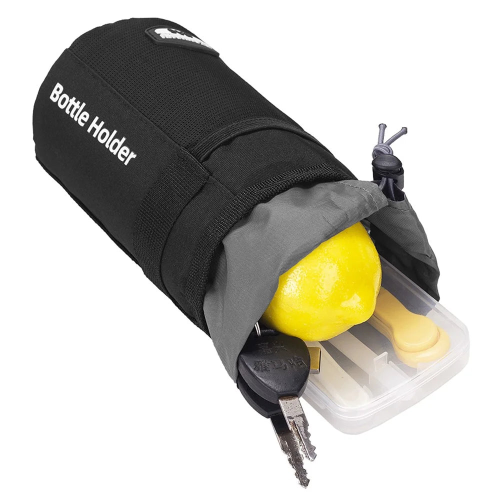RZAHUAHU YA468 Polyester Bike Handlebar Bag Thermal Water Bottle Holder Pouch for Baby Stroller - Black - 5