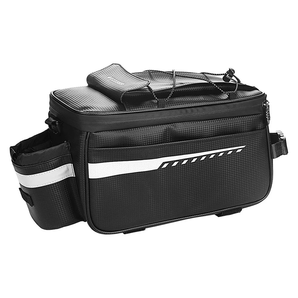 RZAHUAHU YA415 PU Leather Bike Trunk Bag MTB Rack Bag Sling Bag Handbag Shoulder Bag - Black - 1