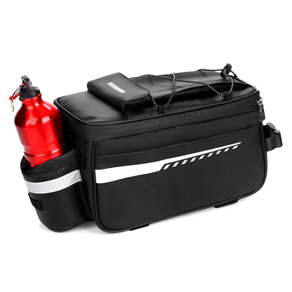 RZAHUAHU YA415 PU Leather Bike Trunk Bag MTB Rack Bag Sling Bag Handbag Shoulder Bag - Black - 2