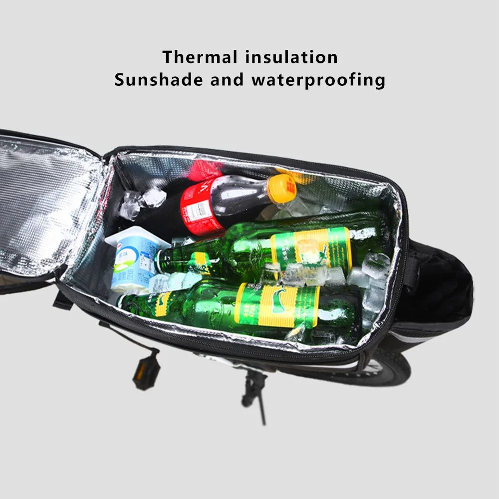 RZAHUAHU YA415 PU Leather Bike Trunk Bag MTB Rack Bag Sling Bag Handbag Shoulder Bag - Black - 3