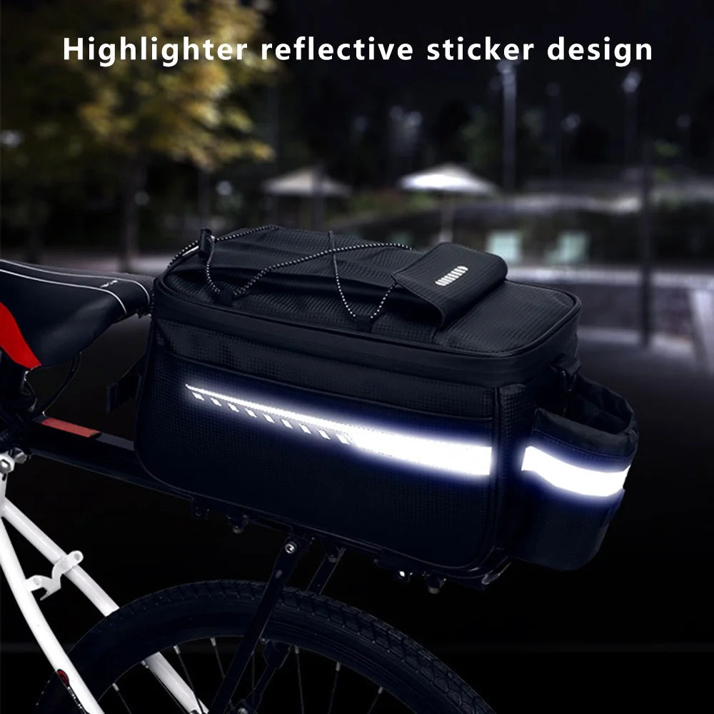 RZAHUAHU YA415 PU Leather Bike Trunk Bag MTB Rack Bag Sling Bag Handbag Shoulder Bag - Black - 4
