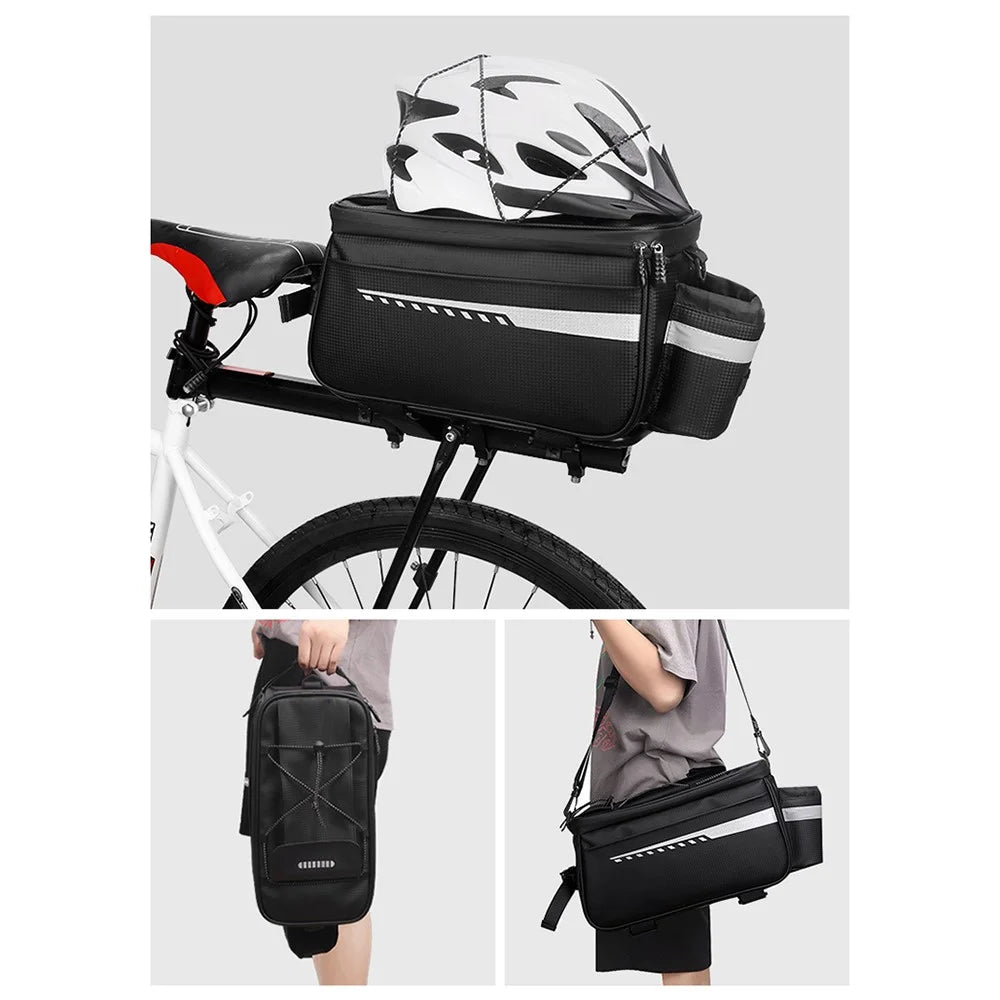 RZAHUAHU YA415 PU Leather Bike Trunk Bag MTB Rack Bag Sling Bag Handbag Shoulder Bag - Black - 5